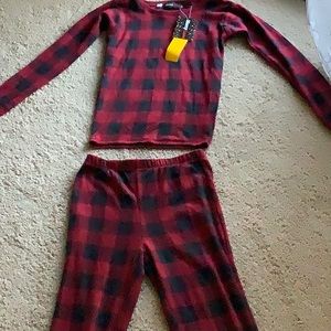 Plaid print two piece kids pajamas